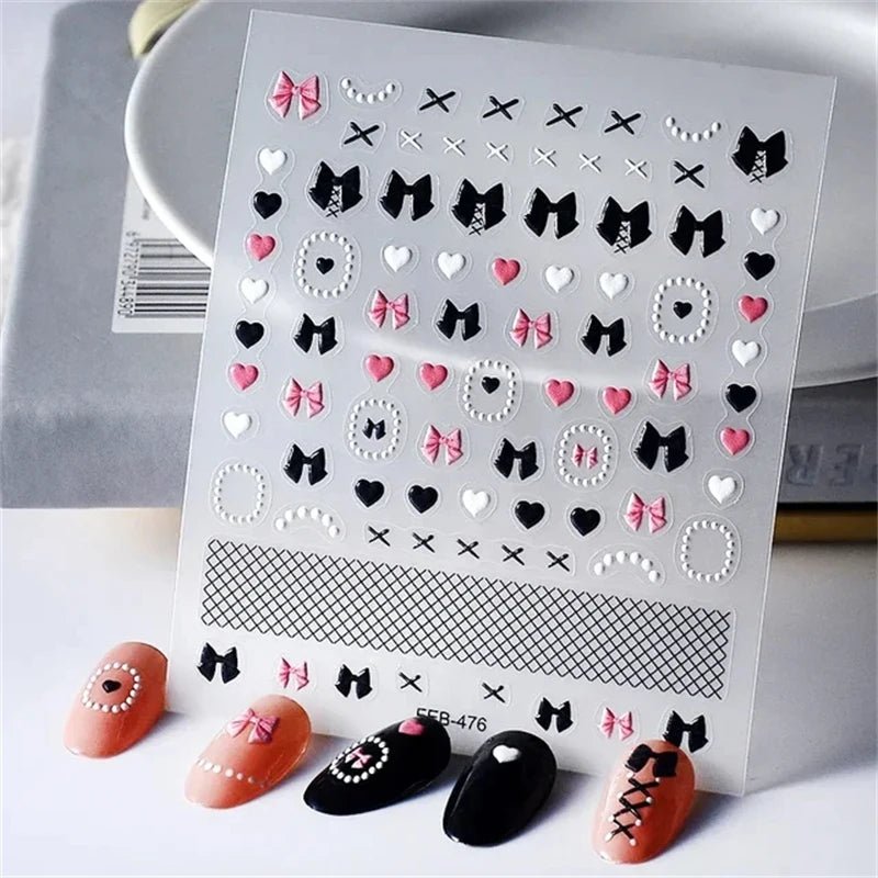 1pcs New 5D Bronzing Punk Heart Moon Nail Art Charms Gothic Star Adhesive Slider Press on Nail Decoration Decals Accessories DIY - Hands of Hope