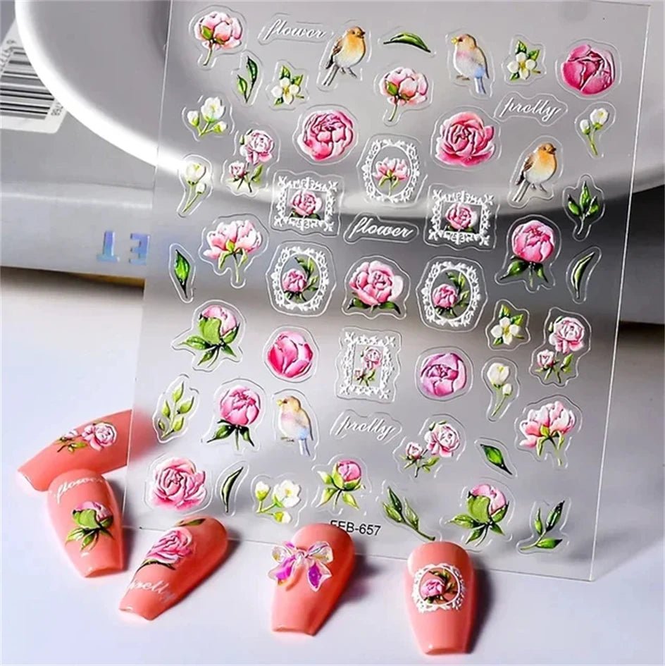 1pcs New 5D Bronzing Punk Heart Moon Nail Art Charms Gothic Star Adhesive Slider Press on Nail Decoration Decals Accessories DIY - Hands of Hope