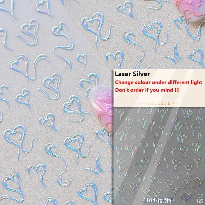 1pcs New 5D Bronzing Punk Heart Moon Nail Art Charms Gothic Star Adhesive Slider Press on Nail Decoration Decals Accessories DIY - Hands of Hope