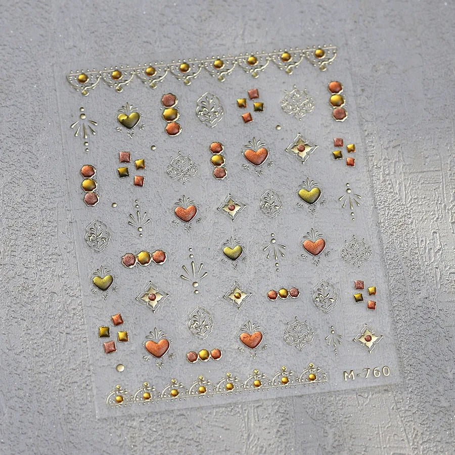 1pcs New 5D Bronzing Punk Heart Moon Nail Art Charms Gothic Star Adhesive Slider Press on Nail Decoration Decals Accessories DIY - Hands of Hope