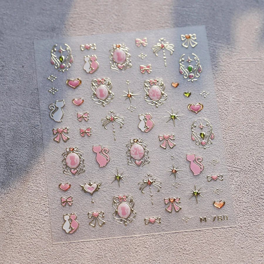 1pcs New 5D Bronzing Punk Heart Moon Nail Art Charms Gothic Star Adhesive Slider Press on Nail Decoration Decals Accessories DIY - Hands of Hope