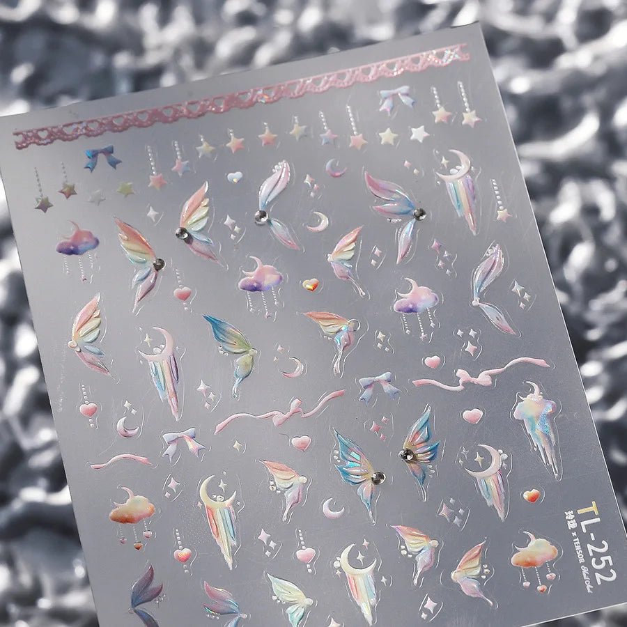 1pcs New 5D Bronzing Punk Heart Moon Nail Art Charms Gothic Star Adhesive Slider Press on Nail Decoration Decals Accessories DIY - Hands of Hope