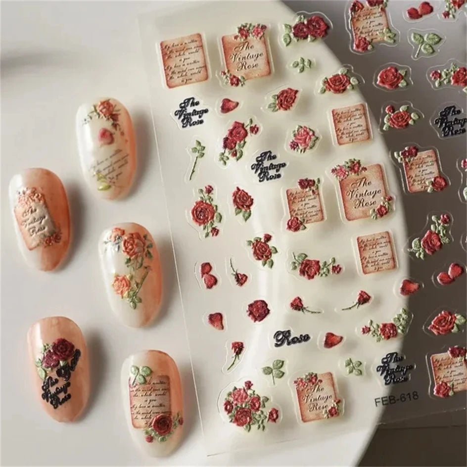 1pcs New 5D Bronzing Punk Heart Moon Nail Art Charms Gothic Star Adhesive Slider Press on Nail Decoration Decals Accessories DIY - Hands of Hope