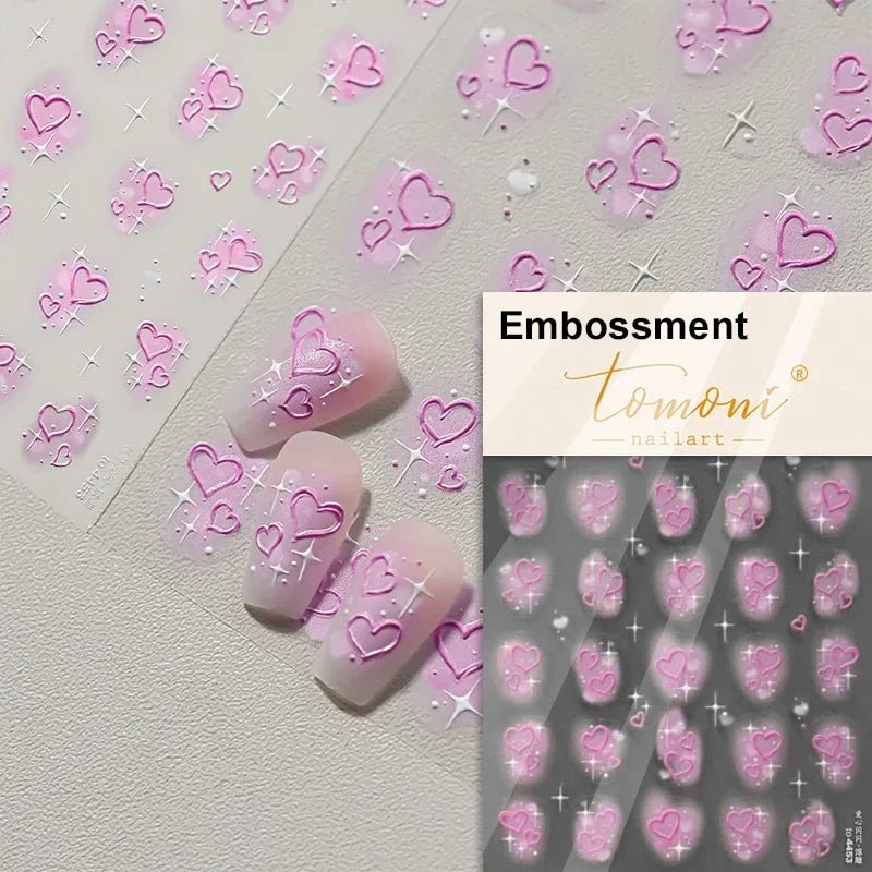 1pcs New 5D Bronzing Punk Heart Moon Nail Art Charms Gothic Star Adhesive Slider Press on Nail Decoration Decals Accessories DIY - Hands of Hope