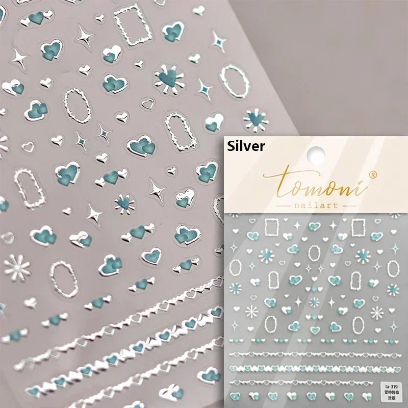 1pcs New 5D Bronzing Punk Heart Moon Nail Art Charms Gothic Star Adhesive Slider Press on Nail Decoration Decals Accessories DIY - Hands of Hope