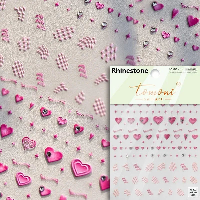 1pcs New 5D Bronzing Punk Heart Moon Nail Art Charms Gothic Star Adhesive Slider Press on Nail Decoration Decals Accessories DIY - Hands of Hope