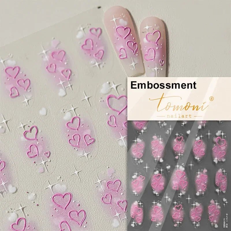 1pcs New 5D Bronzing Punk Heart Moon Nail Art Charms Gothic Star Adhesive Slider Press on Nail Decoration Decals Accessories DIY - Hands of Hope