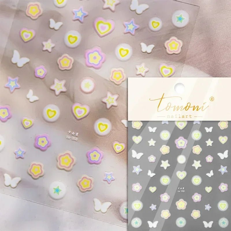 1pcs New 5D Bronzing Punk Heart Moon Nail Art Charms Gothic Star Adhesive Slider Press on Nail Decoration Decals Accessories DIY - Hands of Hope