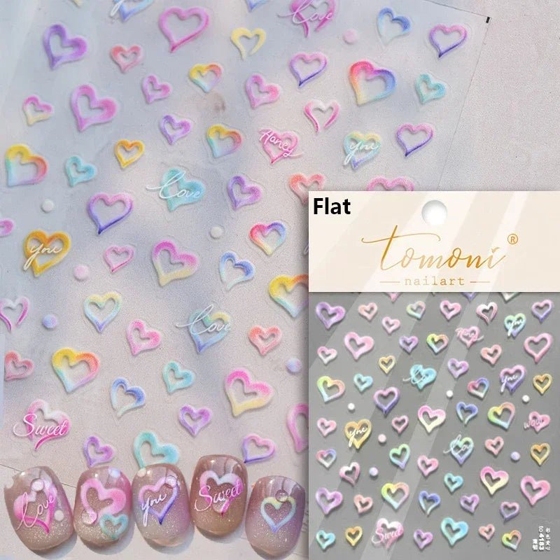 1pcs New 5D Bronzing Punk Heart Moon Nail Art Charms Gothic Star Adhesive Slider Press on Nail Decoration Decals Accessories DIY - Hands of Hope