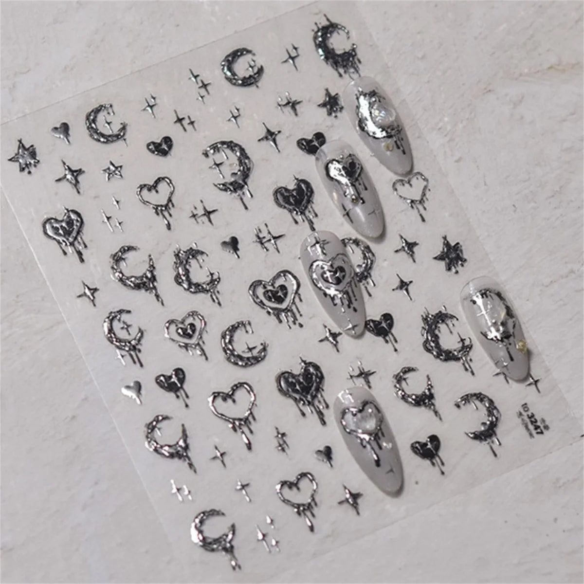 1pcs New 5D Bronzing Punk Heart Moon Nail Art Charms Gothic Star Adhesive Slider Press on Nail Decoration Decals Accessories DIY - Hands of Hope