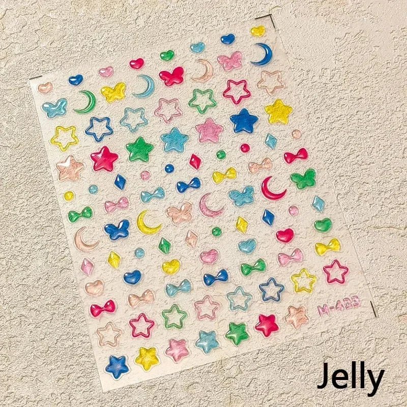 1pcs New 5D Bronzing Punk Heart Moon Nail Art Charms Gothic Star Adhesive Slider Press on Nail Decoration Decals Accessories DIY - Hands of Hope