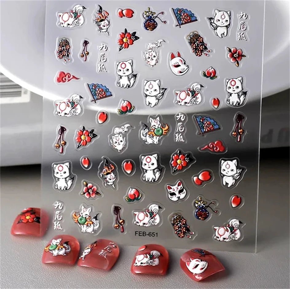 1pcs New 5D Bronzing Punk Heart Moon Nail Art Charms Gothic Star Adhesive Slider Press on Nail Decoration Decals Accessories DIY - Hands of Hope
