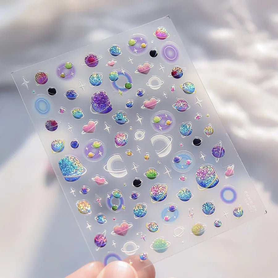 1pcs New 5D Bronzing Punk Heart Moon Nail Art Charms Gothic Star Adhesive Slider Press on Nail Decoration Decals Accessories DIY - Hands of Hope