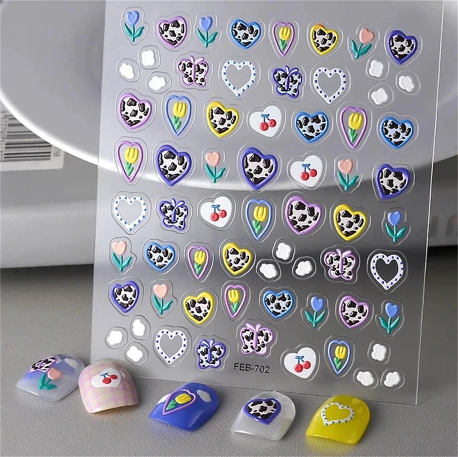 1pcs New 5D Bronzing Punk Heart Moon Nail Art Charms Gothic Star Adhesive Slider Press on Nail Decoration Decals Accessories DIY - Hands of Hope