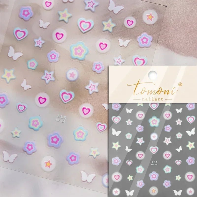 1pcs New 5D Bronzing Punk Heart Moon Nail Art Charms Gothic Star Adhesive Slider Press on Nail Decoration Decals Accessories DIY - Hands of Hope