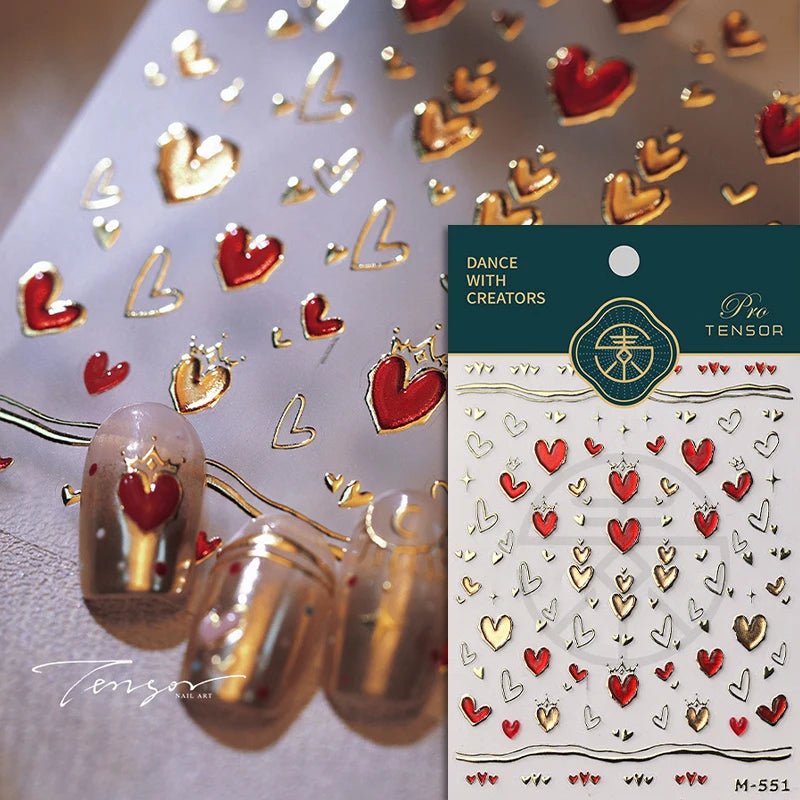 1pcs New 5D Bronzing Punk Heart Moon Nail Art Charms Gothic Star Adhesive Slider Press on Nail Decoration Decals Accessories DIY - Hands of Hope