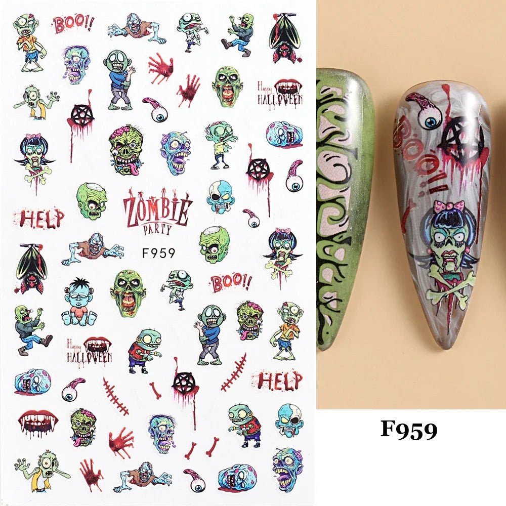 1PCS New Leopard Print Nail Stickers Black White Heart Nail Supplies Nail Decals Flowers Stickers Nail Decoration Press On Nails - Hands of Hope