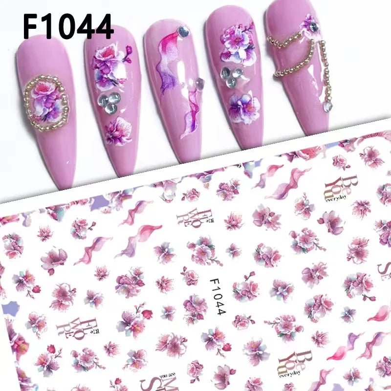 1PCS New Leopard Print Nail Stickers Black White Heart Nail Supplies Nail Decals Flowers Stickers Nail Decoration Press On Nails - Hands of Hope