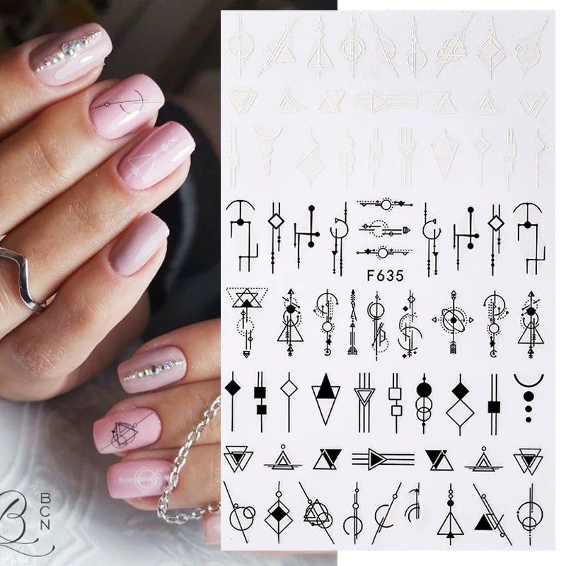 1PCS New Leopard Print Nail Stickers Black White Heart Nail Supplies Nail Decals Flowers Stickers Nail Decoration Press On Nails - Hands of Hope