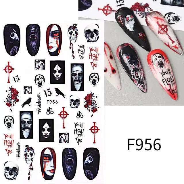 1PCS New Leopard Print Nail Stickers Black White Heart Nail Supplies Nail Decals Flowers Stickers Nail Decoration Press On Nails - Hands of Hope