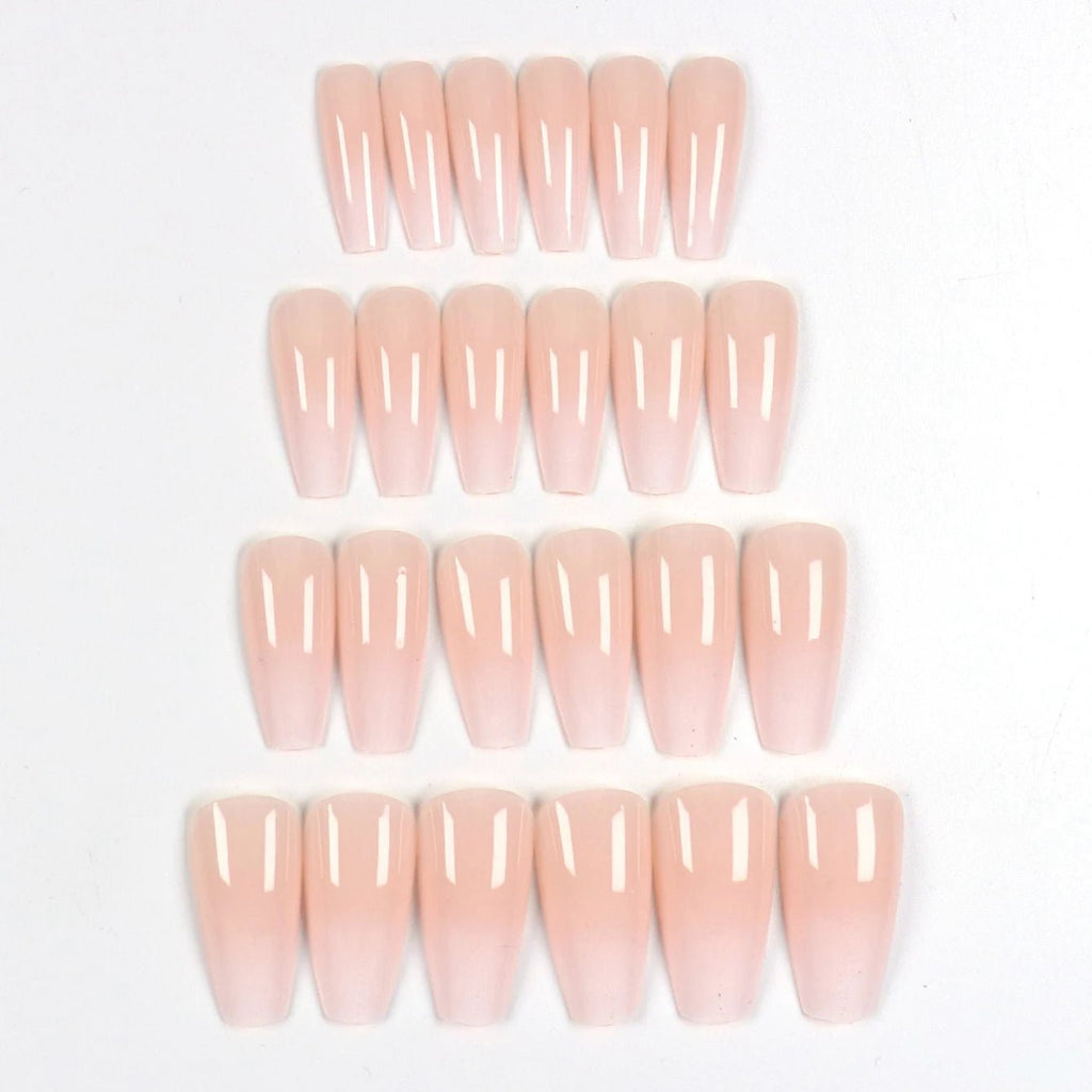 24 Pcs Ballerina Press On Nails Pink Gradient Fake Nails Glossy Artificial Finger Manicure Reusable False Nails For Women - Hands of Hope