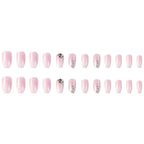 24 Pcs Glossy Short Coffin Press On Nails Pink And White French Style False Nails With Rhinestone Reusable Fake Nails - Hands of Hope
