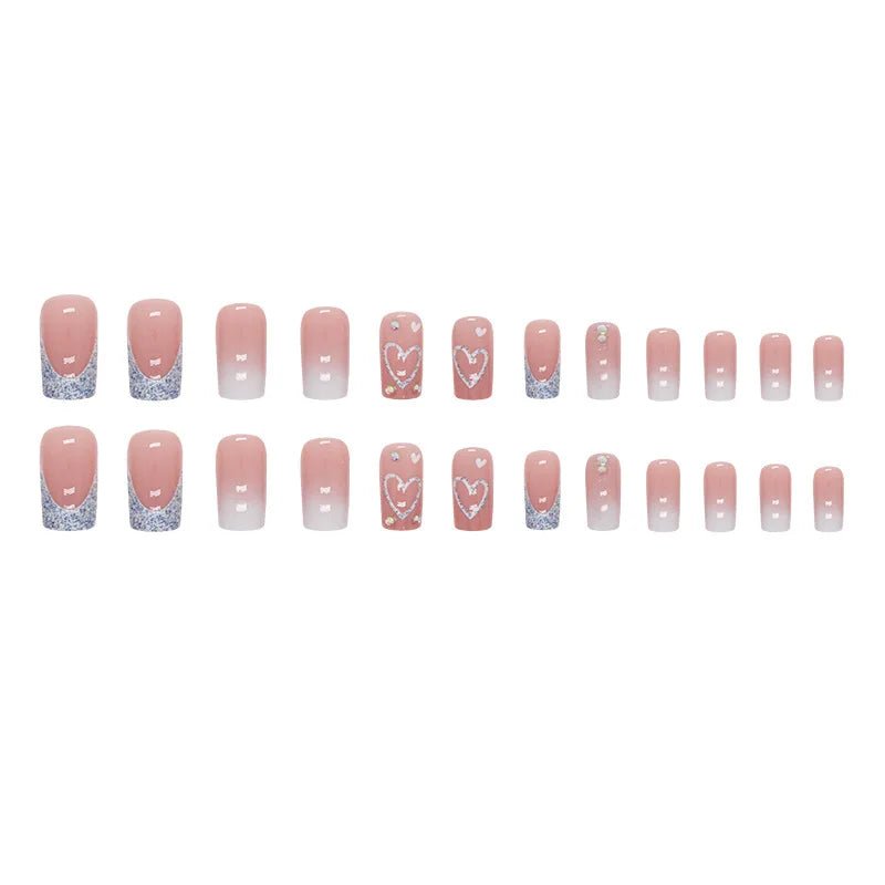 24 pieces of gentle nude long press - on nails (square shape), paired with 1 piece of jelly glue and 1 nail file - Hands of Hope