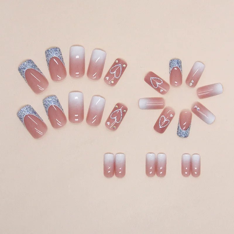 24 pieces of gentle nude long press - on nails (square shape), paired with 1 piece of jelly glue and 1 nail file - Hands of Hope