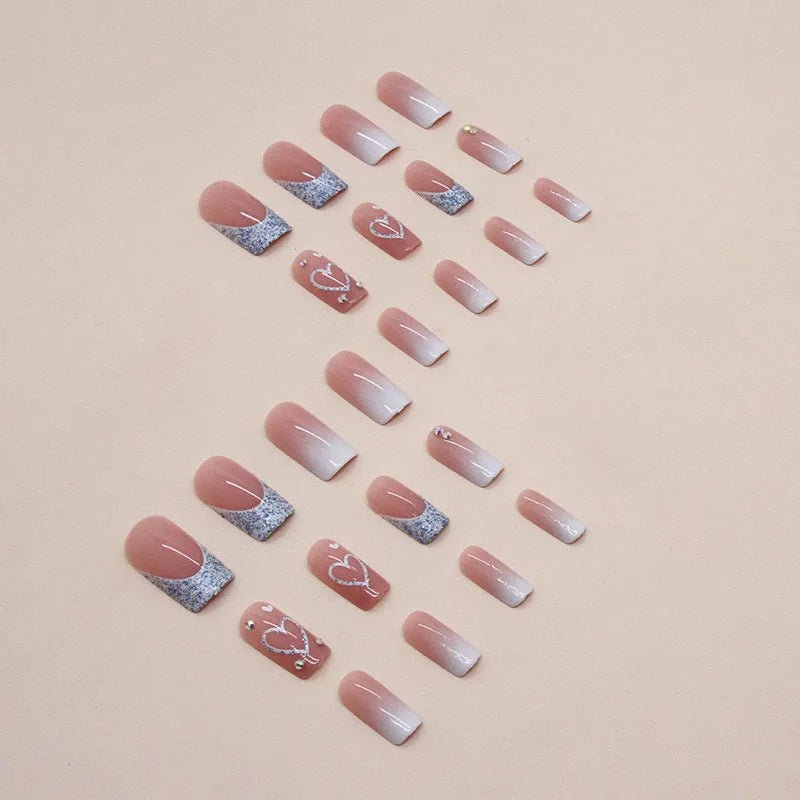 24 pieces of gentle nude long press - on nails (square shape), paired with 1 piece of jelly glue and 1 nail file - Hands of Hope
