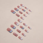 24 pieces of gentle nude long press - on nails (square shape), paired with 1 piece of jelly glue and 1 nail file - Hands of Hope