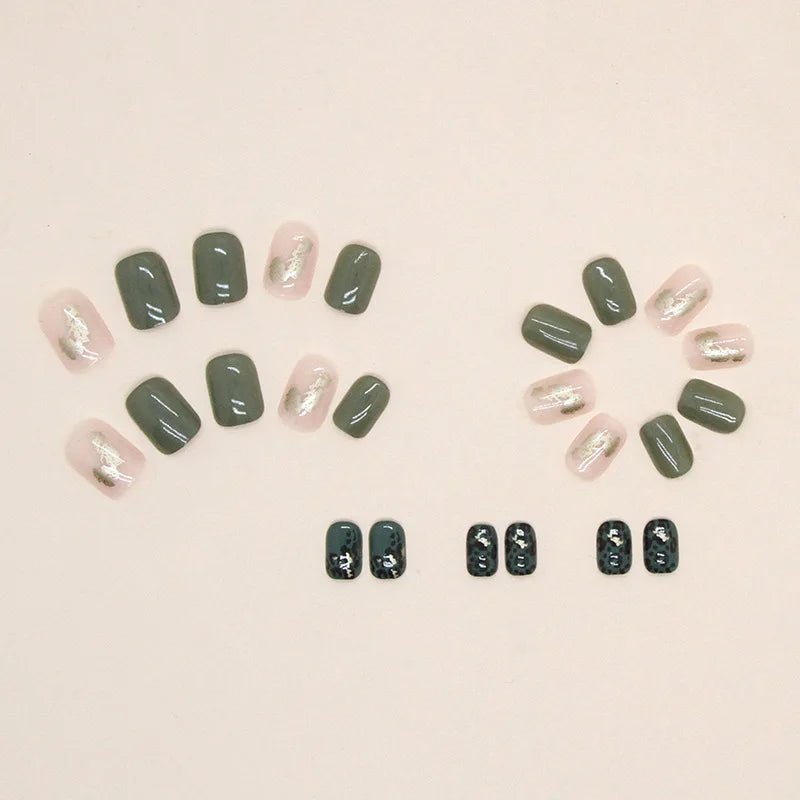 24 pieces of ins - style short press - on nails (square shape), paired with 1 piece of jelly glue and 1 nail file - Hands of Hope