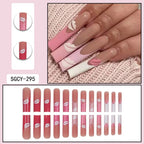 24 Pieces of Ultra Long Coffin Shaped press on nails French&gradient&flower Pattern 3D Butterfly Dot Diamond Glossy Fake Nails - Hands of Hope