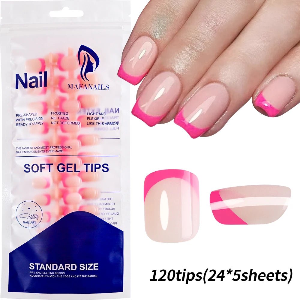 240/120Pcs Colorful French Short Square False Nails Full Cover Fake Nail Tip Extension Acrylic Wearable Ballerina Press on Nails - Hands of Hope