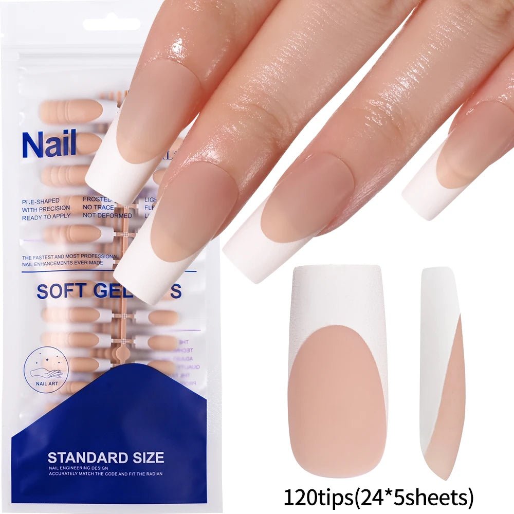 240/120Pcs Colorful French Short Square False Nails Full Cover Fake Nail Tip Extension Acrylic Wearable Ballerina Press on Nails - Hands of Hope