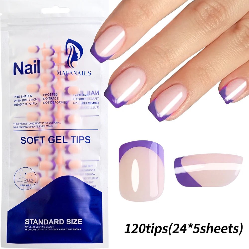240/120Pcs Colorful French Short Square False Nails Full Cover Fake Nail Tip Extension Acrylic Wearable Ballerina Press on Nails - Hands of Hope