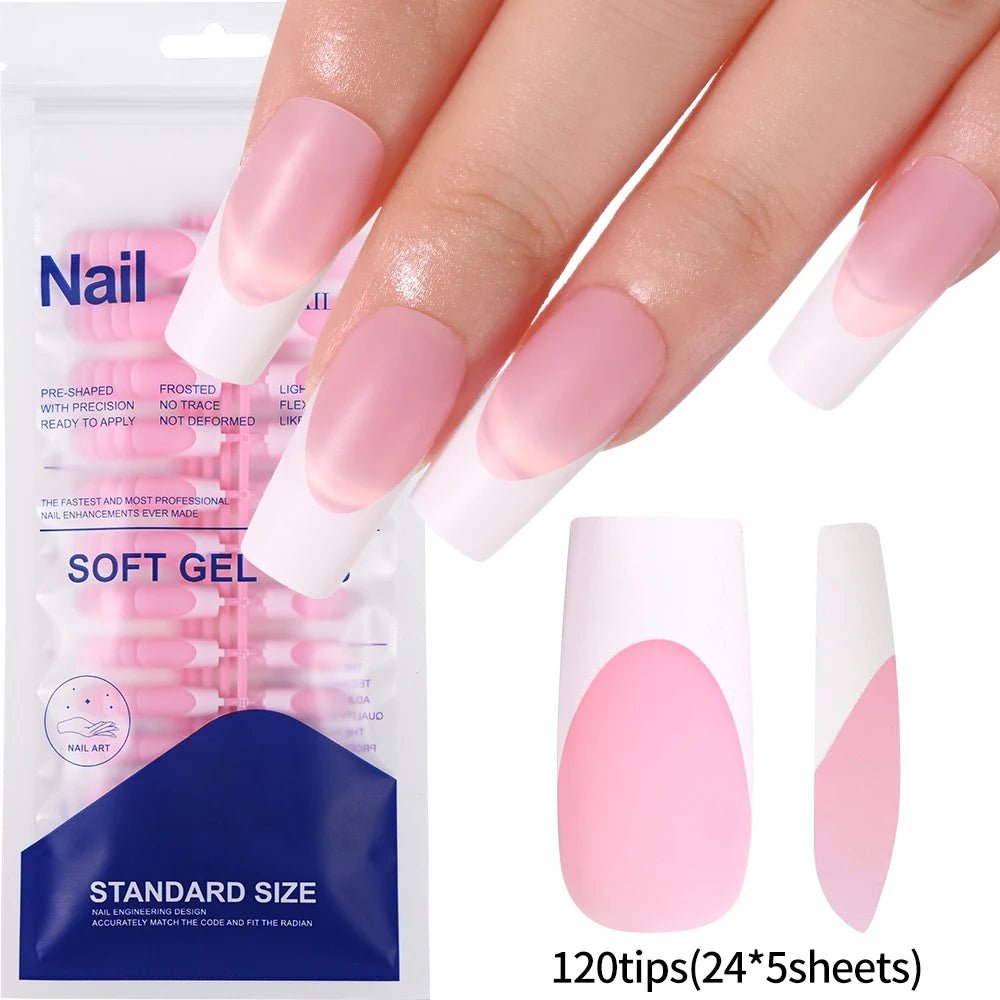 240/120Pcs Colorful French Short Square False Nails Full Cover Fake Nail Tip Extension Acrylic Wearable Ballerina Press on Nails - Hands of Hope
