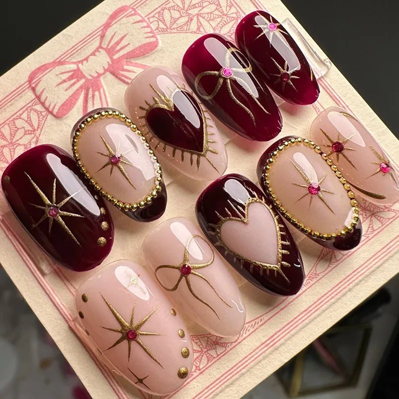 24Pcs 3D Green Ripple Design False Nails Cat's Eye French Almond Fake Nail Tips Leaves Pattern Removable Oval Press on Nails - Hands of Hope