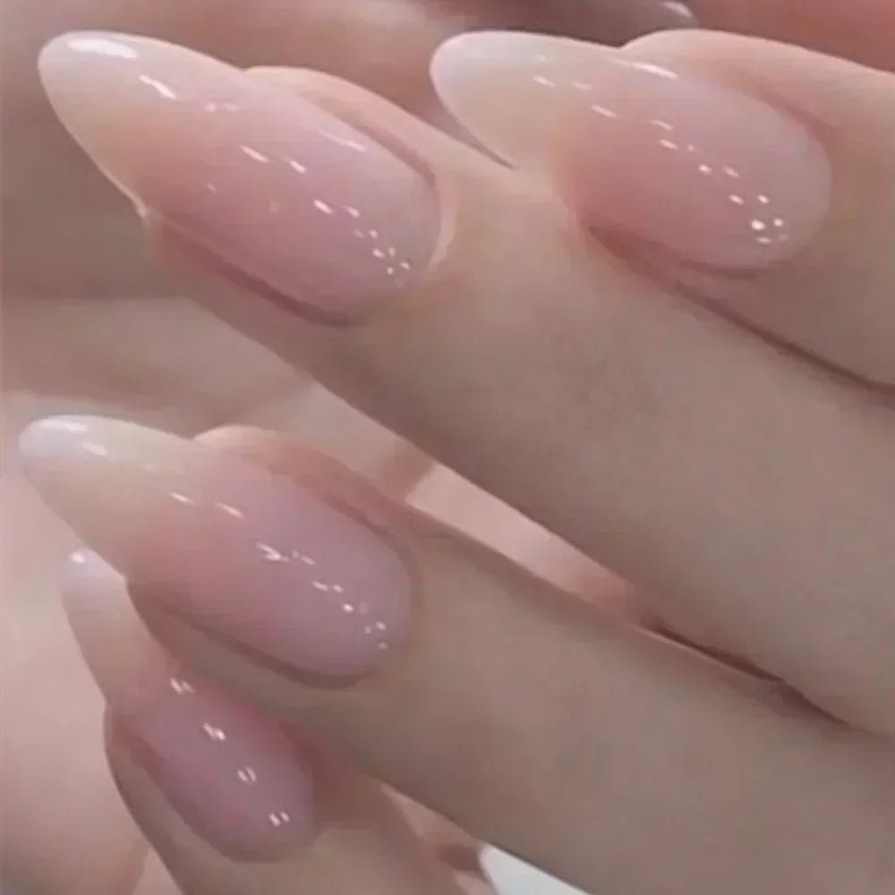 24Pcs Almond Pure Handmade Press On Nails Full Cover Butterfly French Pearl Diamond False Nails Wearable Manicure Nail Tips Art - Hands of Hope