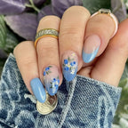 24Pcs Autumn Winter Matte Almond False Nails with Glue Rose Leaf Printing Nail Art Simple Full Cover Press on Acrylic Nails Tips - Hands of Hope