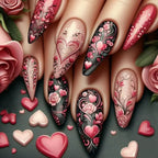 24Pcs Autumn Winter Matte Almond False Nails with Glue Rose Leaf Printing Nail Art Simple Full Cover Press on Acrylic Nails Tips - Hands of Hope