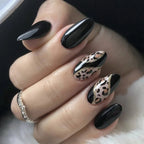 24Pcs Autumn Winter Matte Almond False Nails with Glue Rose Leaf Printing Nail Art Simple Full Cover Press on Acrylic Nails Tips - Hands of Hope
