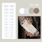 24Pcs Autumn Winter Matte Almond False Nails with Glue Rose Leaf Printing Nail Art Simple Full Cover Press on Acrylic Nails Tips - Hands of Hope