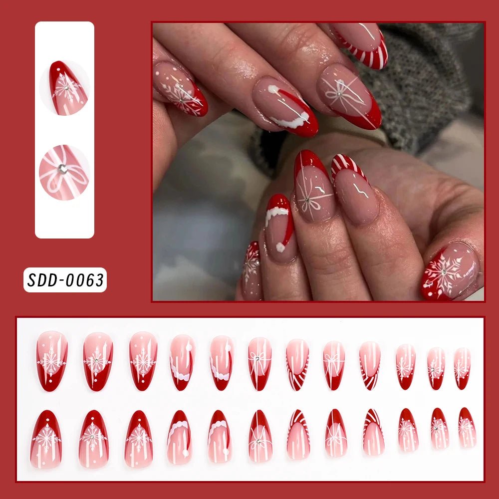 24Pcs Bow Pearl Press on Fake Nails Nude Pink Almond French Stick on False Nail Korean Sweet Girls Wearable Press on Nail + TOOL - Hands of Hope