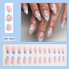 24Pcs Bow Pearl Press on Fake Nails Nude Pink Almond French Stick on False Nail Korean Sweet Girls Wearable Press on Nail + TOOL - Hands of Hope