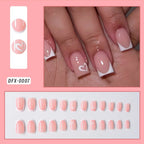 24Pcs Bow Pearl Press on Fake Nails Nude Pink Almond French Stick on False Nail Korean Sweet Girls Wearable Press on Nail + TOOL - Hands of Hope