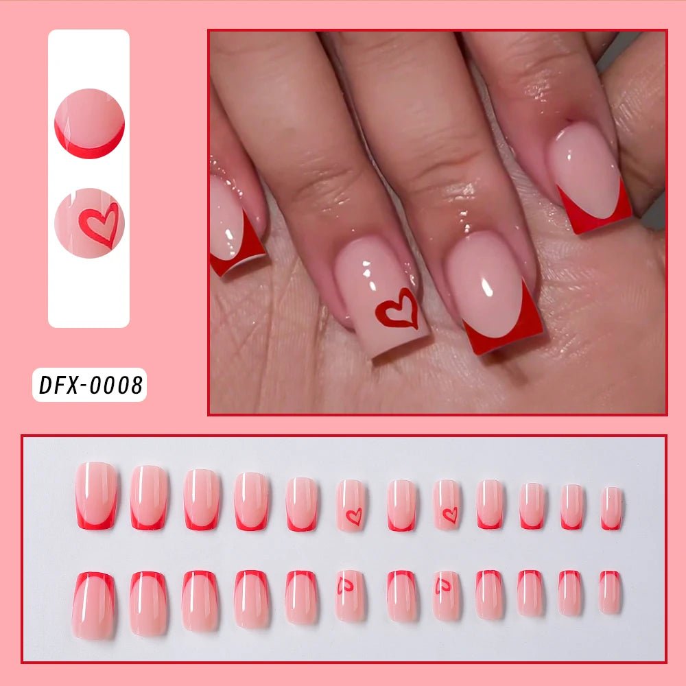 24Pcs Bow Pearl Press on Fake Nails Nude Pink Almond French Stick on False Nail Korean Sweet Girls Wearable Press on Nail + TOOL - Hands of Hope