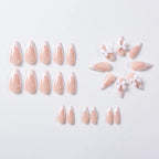 24Pcs Bow Pearl Press on Fake Nails Nude Pink Almond French Stick on False Nail Korean Sweet Girls Wearable Press on Nail + TOOL - Hands of Hope