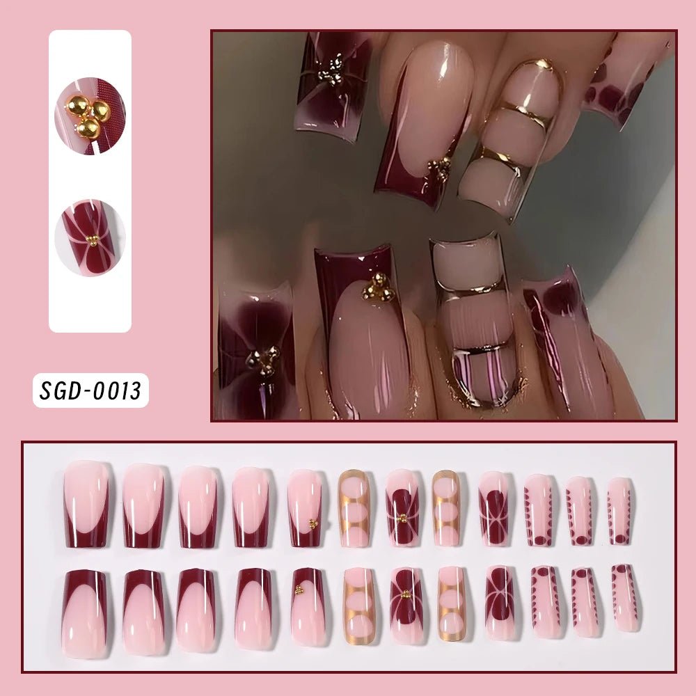 24Pcs Bow Pearl Press on Fake Nails Nude Pink Almond French Stick on False Nail Korean Sweet Girls Wearable Press on Nail + TOOL - Hands of Hope