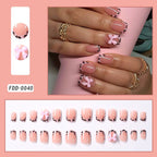 24Pcs Bow Pearl Press on Fake Nails Nude Pink Almond French Stick on False Nail Korean Sweet Girls Wearable Press on Nail + TOOL - Hands of Hope