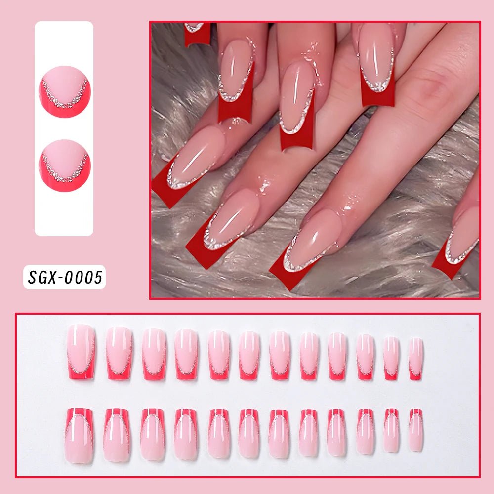 24Pcs Bow Pearl Press on Fake Nails Nude Pink Almond French Stick on False Nail Korean Sweet Girls Wearable Press on Nail + TOOL - Hands of Hope